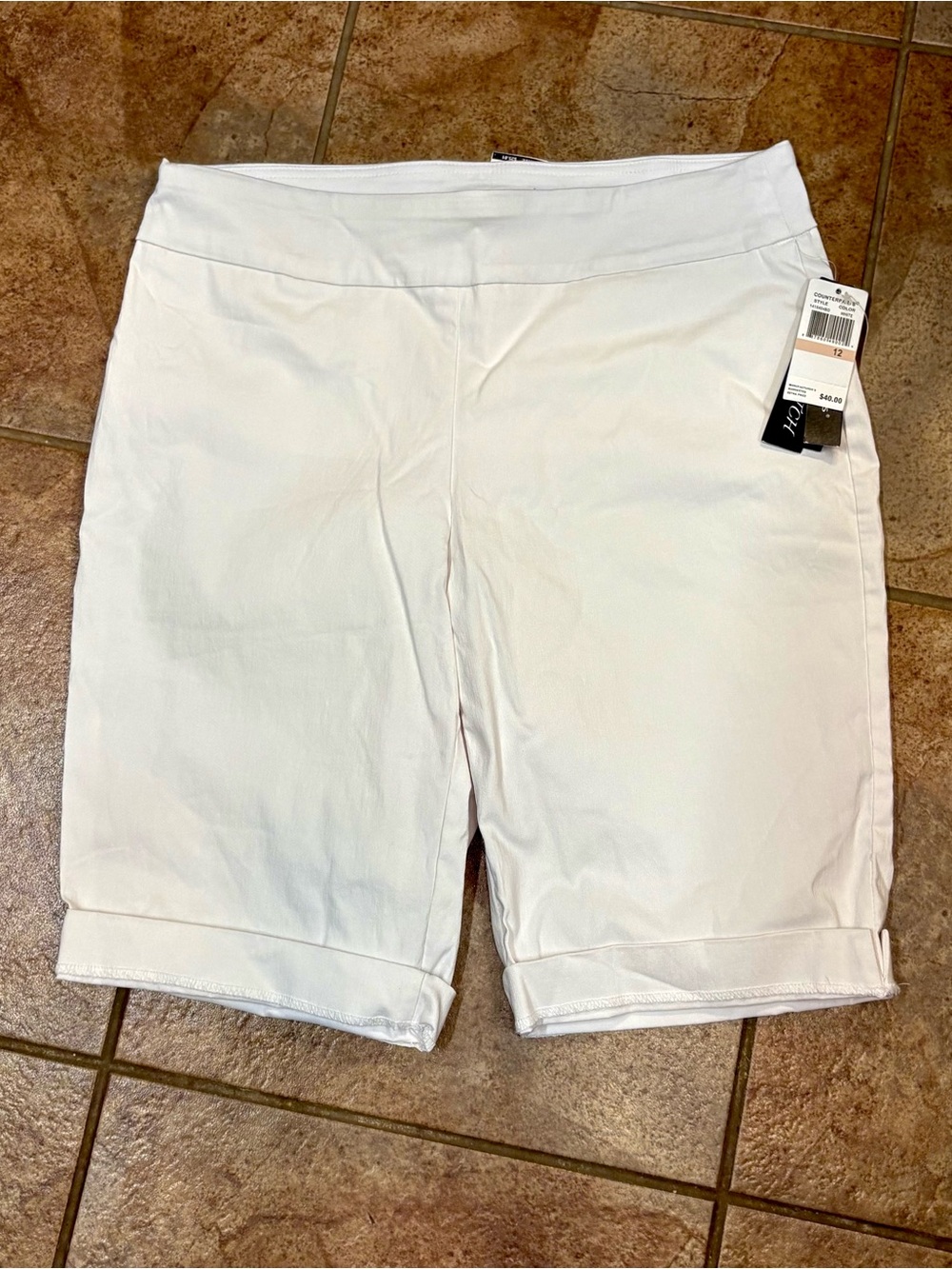Counterparts Slimming Sensation White Women's Bermuda Shorts w Tummy Control-NWT